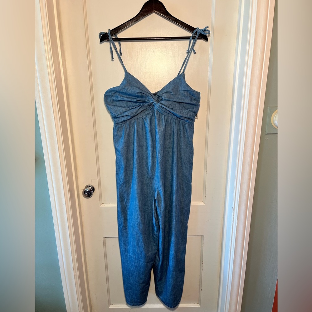 NWT Old Navy denim, bandeau, wide leg jumpsuit, size L